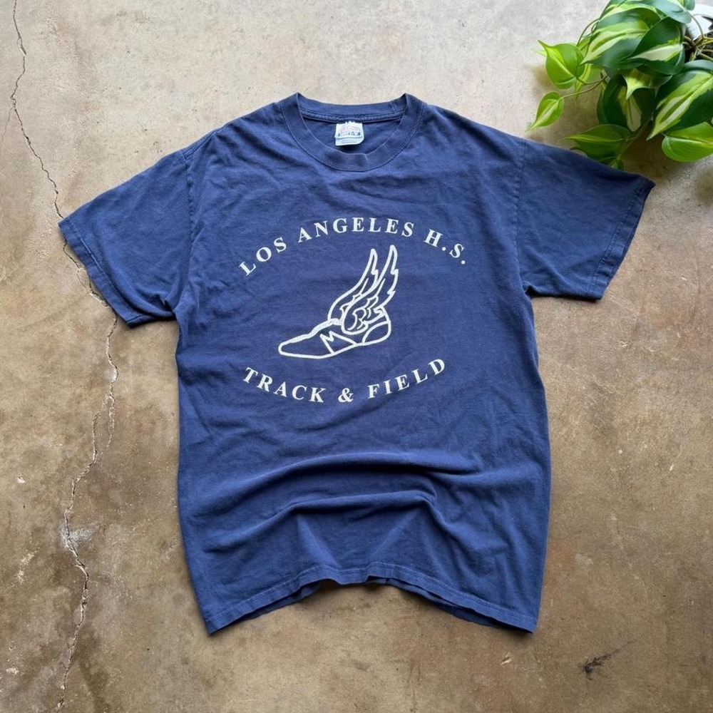 Vintage Los Angeles Track & Field navy blue cotton tee